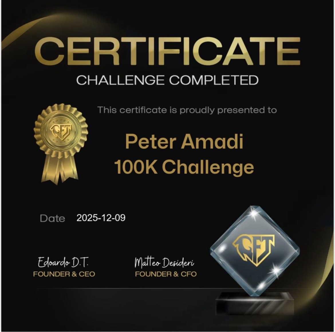 FUNDED ACCOUNT certificate